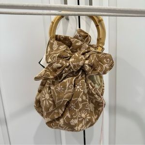 Emily Levine Dumpling Knotted Floral Print Tote in Brown
